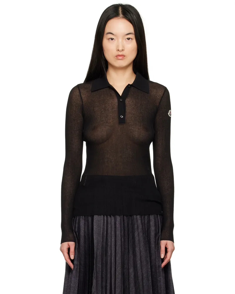 Moncler Black LS Polo 999