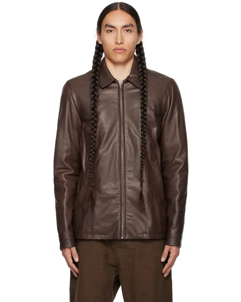 Rick Owens Brown Brad Leather Jacket 04