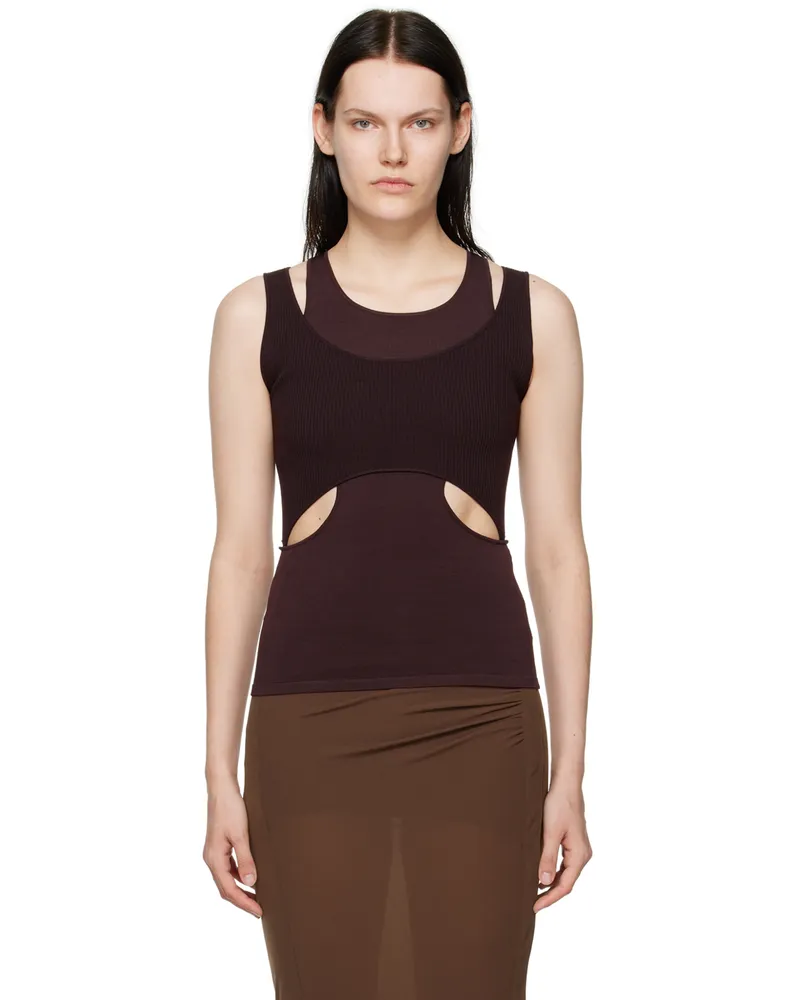 Dion Lee Brown Interlink Tank Top Umber