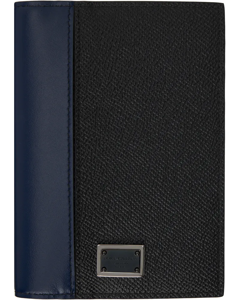 Dolce & Gabbana Black & Navy Dauphine Passport Holder 8f701