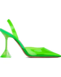 Amina Muaddi Green Holli Glass Sling Heels Fluo