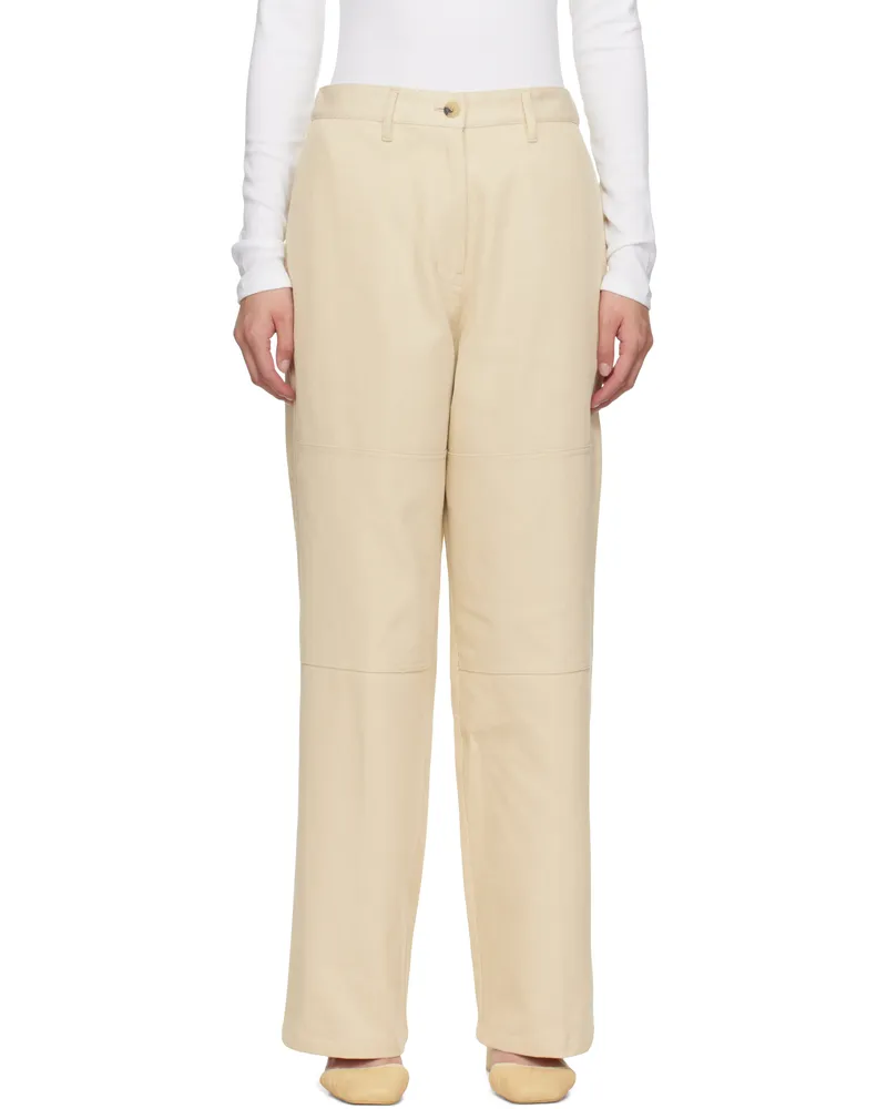 LE 17 SEPTEMBRE Beige Cotton Twill Work Trousers Ivory