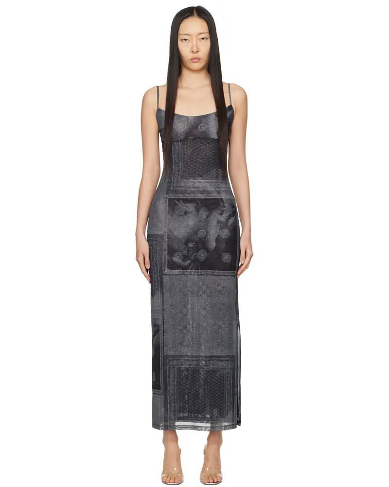 Miaou Black & White Thais Maxi Dress Sciarpa