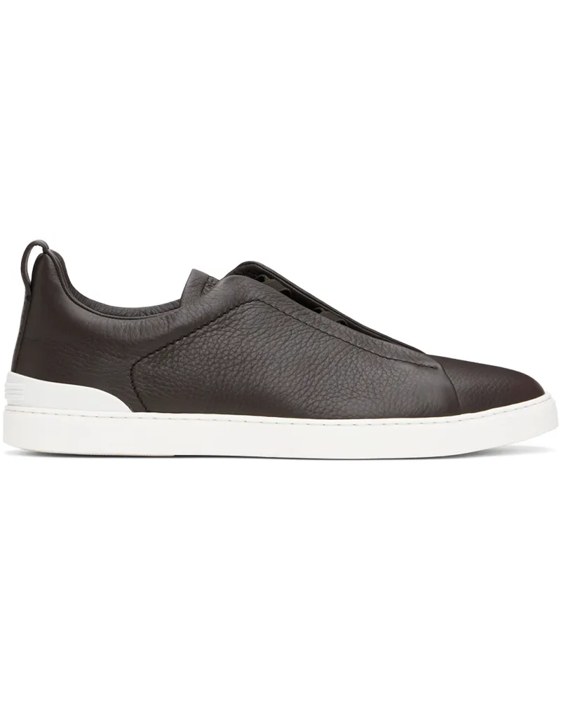 Ermenegildo Zegna Brown Triple Stitch Sneakers Csr