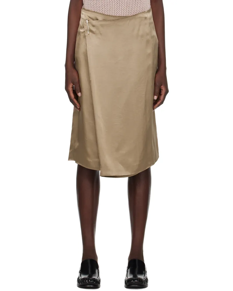 6397 Beige Wrap Midi Skirt Topaz
