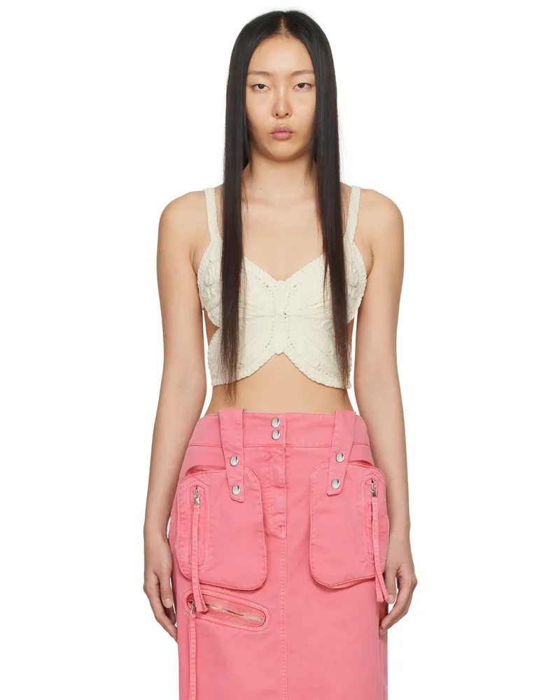Blumarine Off-White Butterfly Tank Top N0108