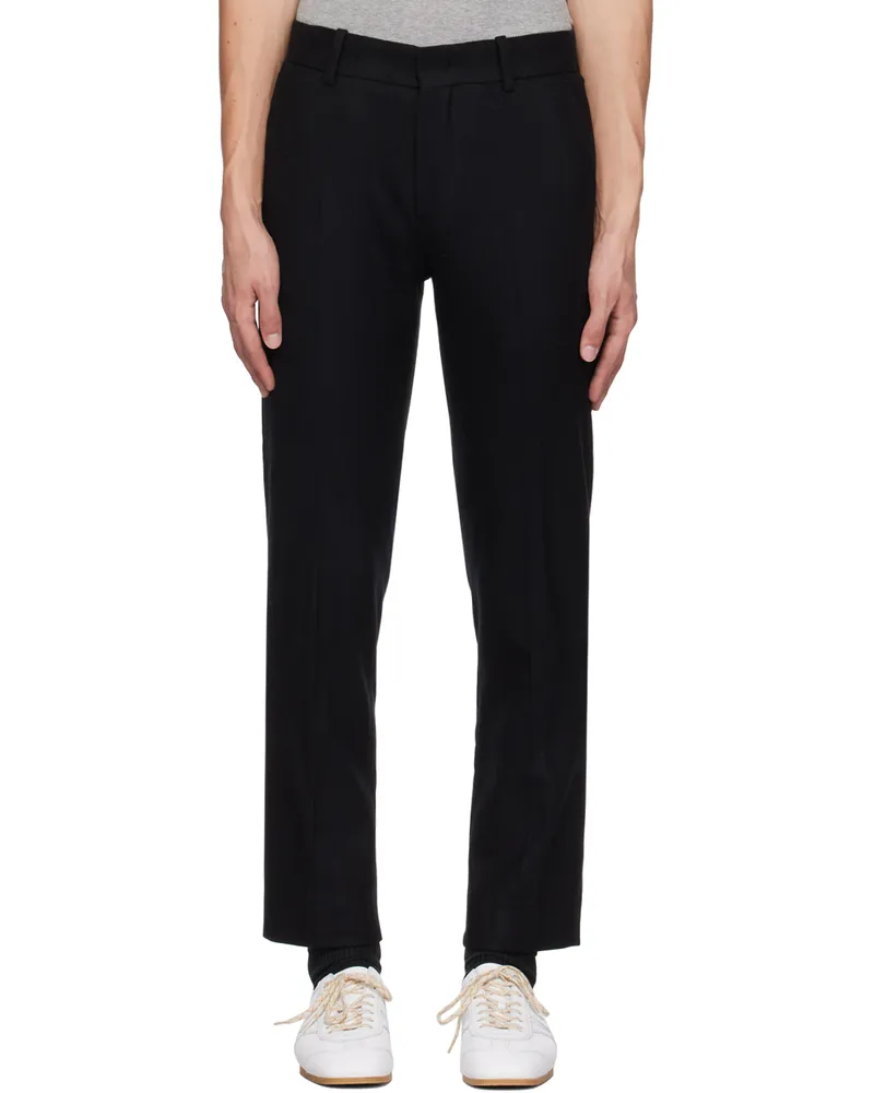 SOLID HOMME Black Wool & Cashmere Trousers 813b