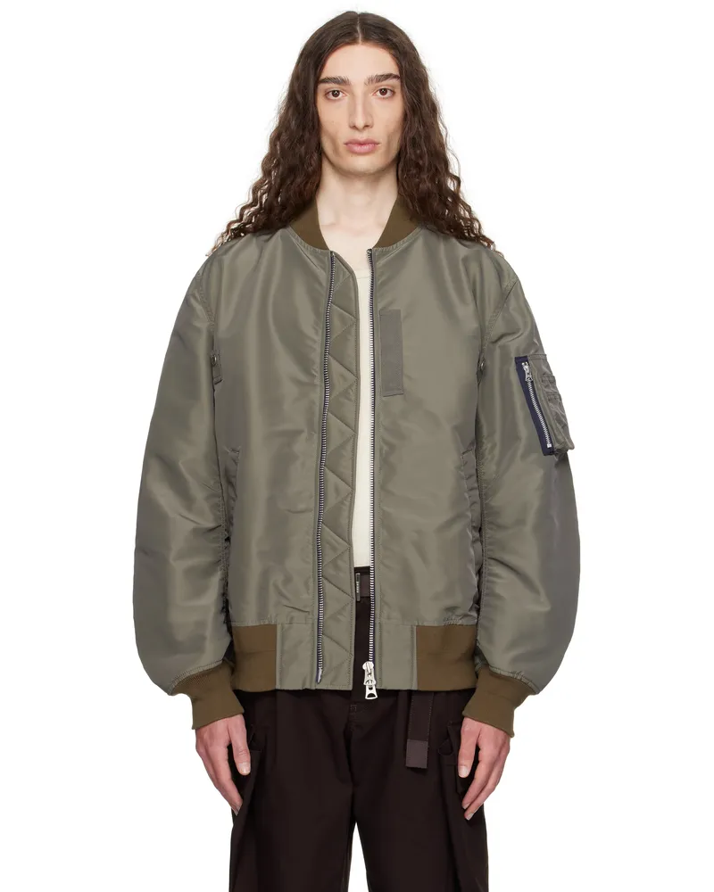 Sacai Taupe Nylon Twill Bomber Jacket 550