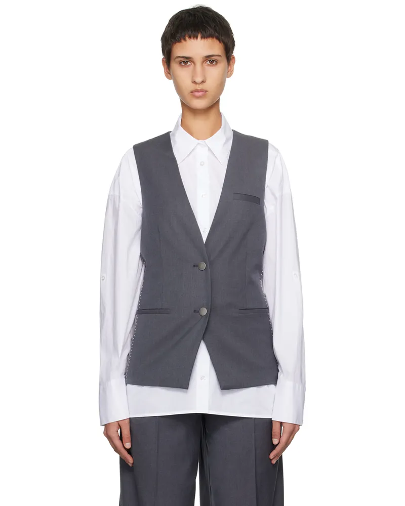 ROTATE Birger Christensen Gray Two-Color Vest 18-0201