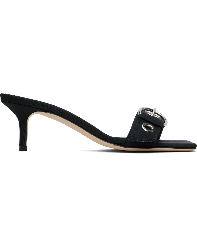aeyde Black Ilvy Eyelet Grosgrain Mules Black