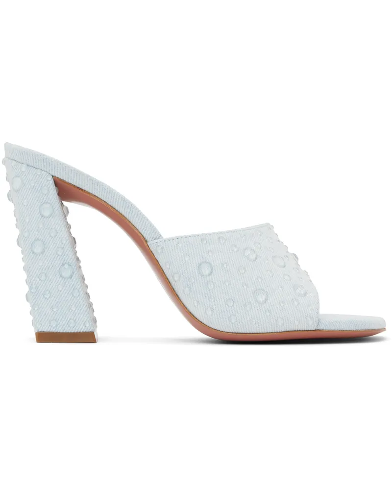Amina Muaddi Blue Brigitte Crystal Heeled Sandals Denim