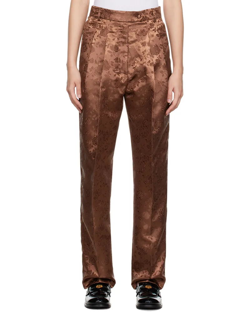 Tanner Fletcher Brown Clemence Floral Trousers Brown