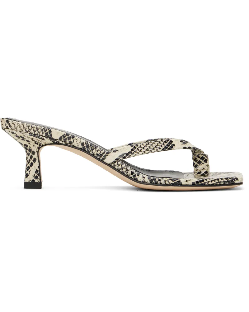 aeyde Off-White & Black Wilma Leather Toe-Post Heeled Sandals Creamy