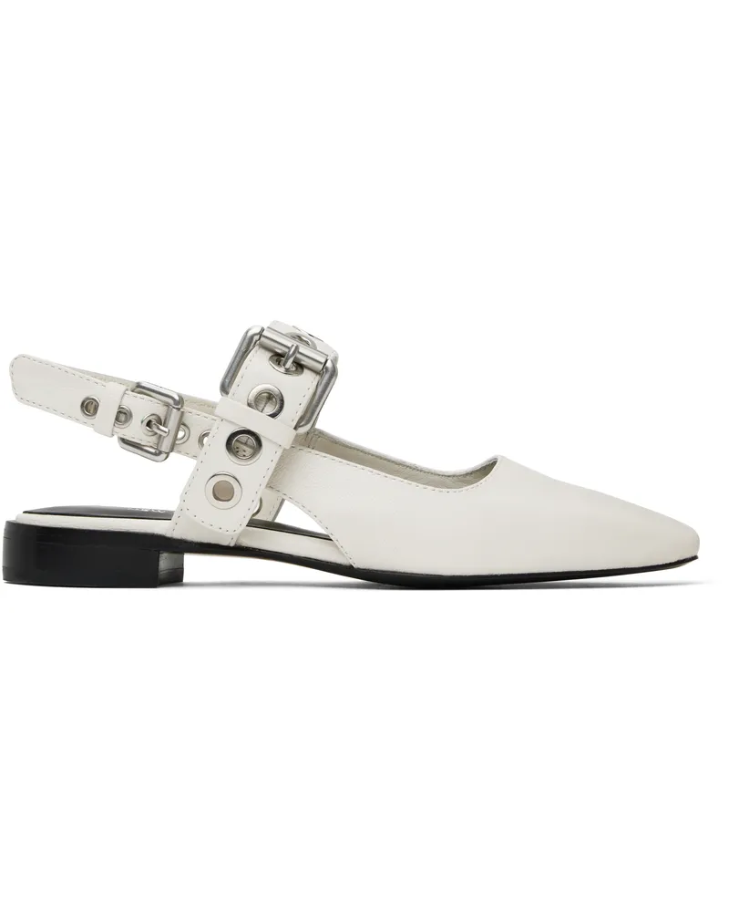 Rag & Bone White Moto Astra Leather Slingback Slippers Antqwht