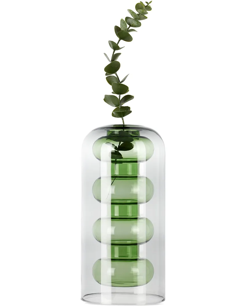 Tom Dixon Green Tall Bump Vase Green