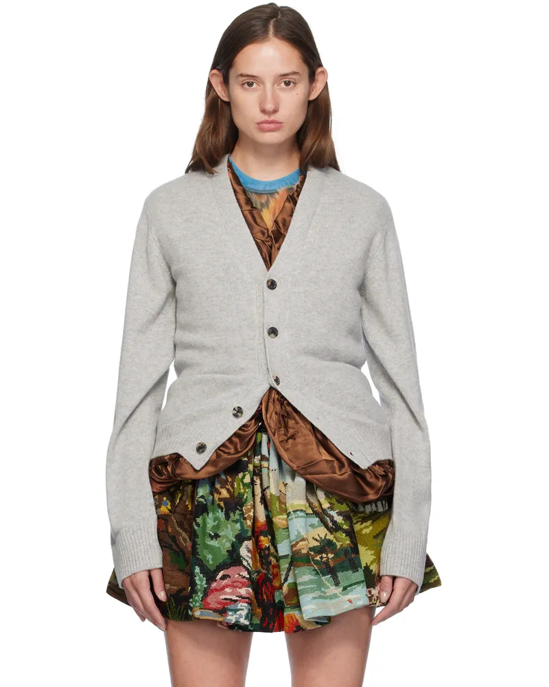 J.W.Anderson Gray Satin Lined Cardigan 906