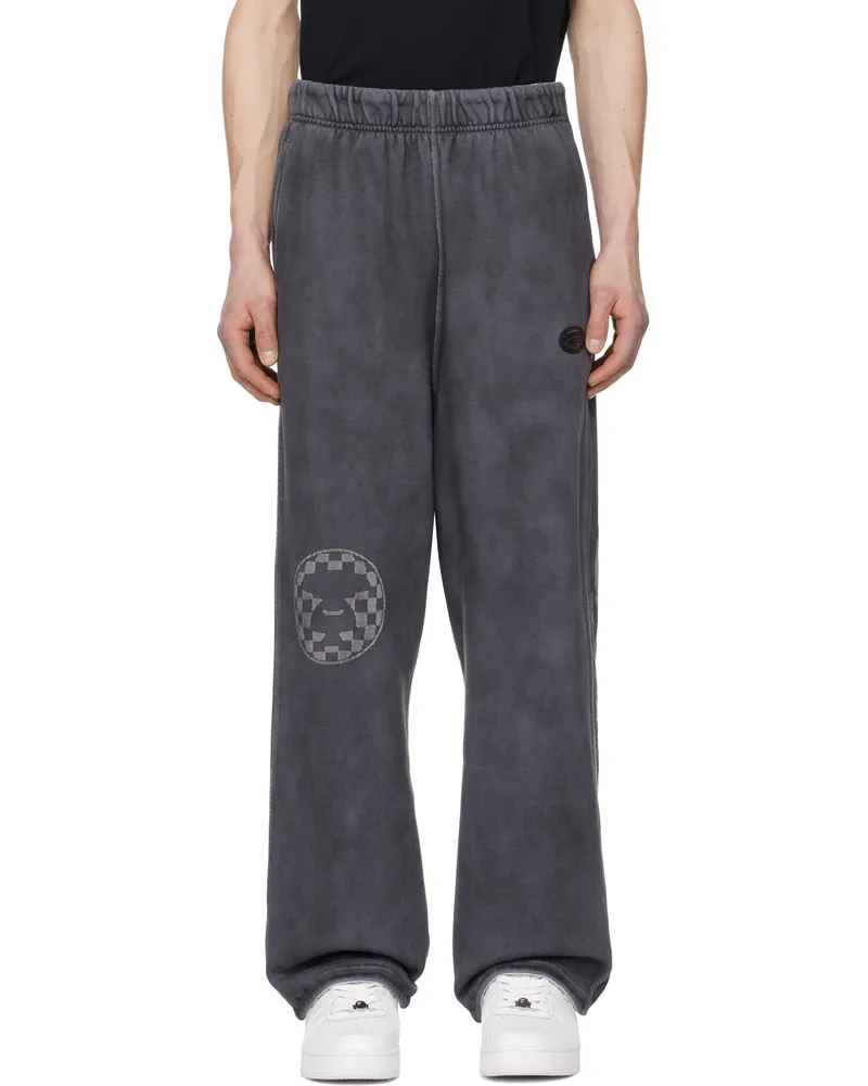 AAPE by A Bathing Ape Gray & Off-White AAPE Main Reversible Sweatpants Bkl