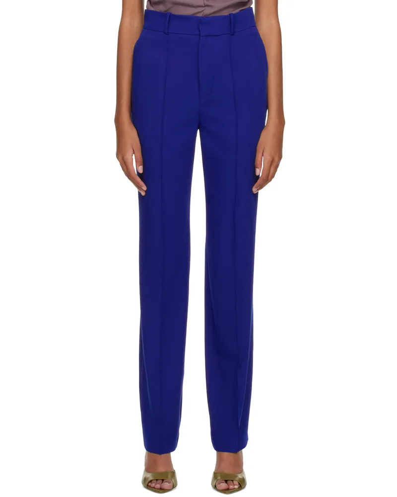 YUZEFI Blue Classic Tailored Trousers Blue