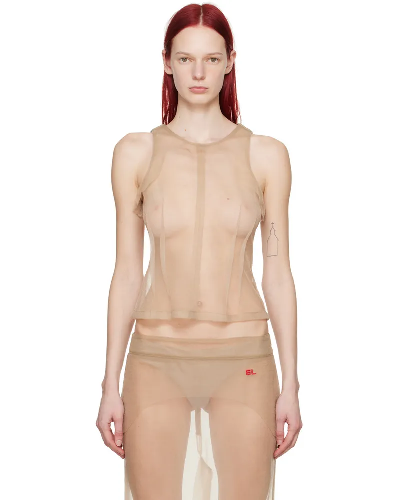 Eckhaus Latta Beige Sculpt Tank Top Champagne