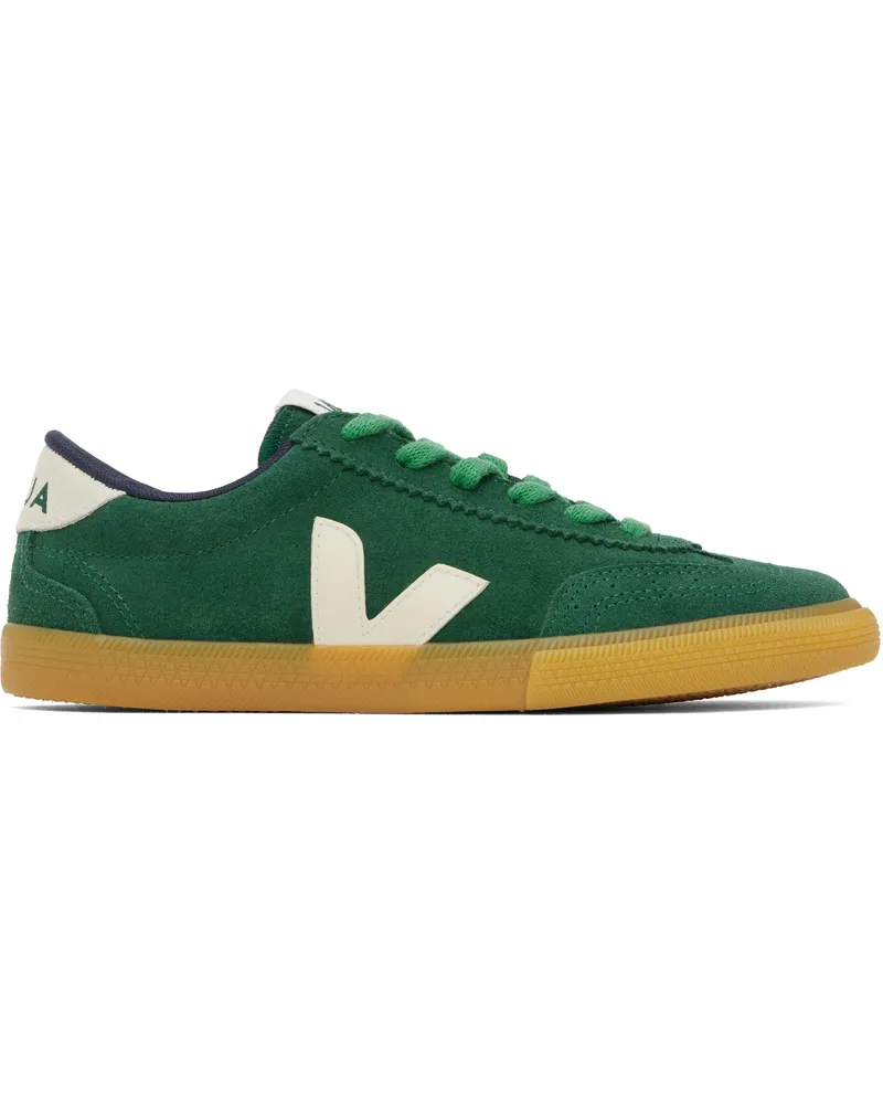 VEJA Green & Beige Volley Suede Sneakers Poker_pierre