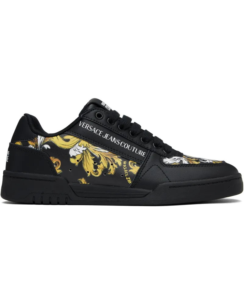 Versace Jeans Black Outline Barocco Brooklyn Sneakers Eg89-black