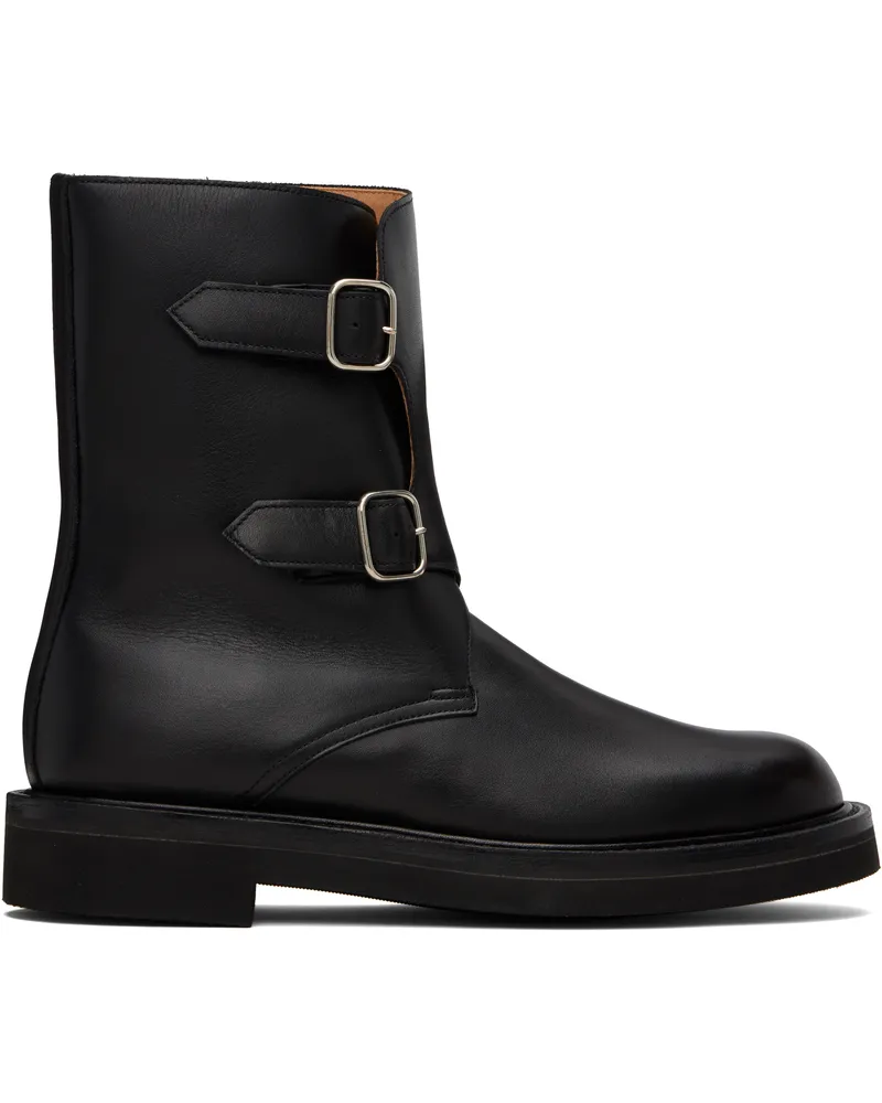 AURALEE Black Leather Work Boots Black