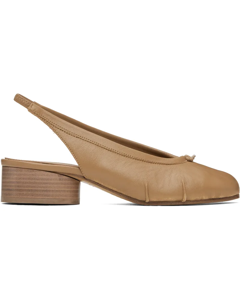 Maison Margiela Tan Tabi New Ballerina Slingback Heels T4091