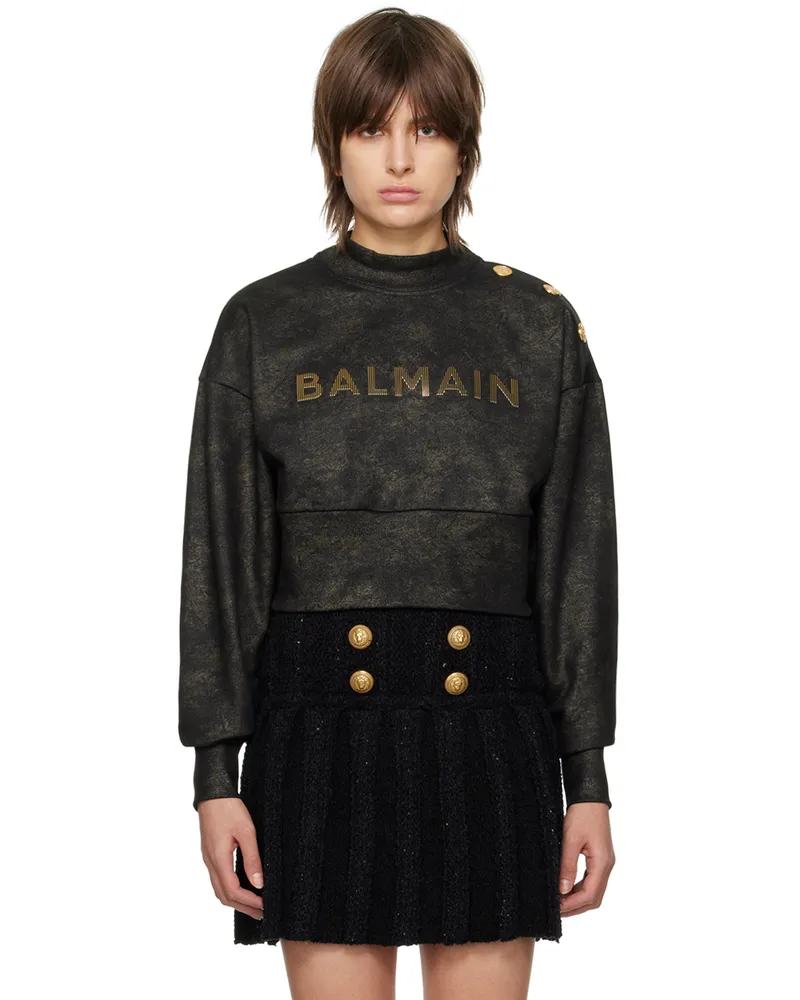 Balmain Black Cropped Sweatshirt Egs