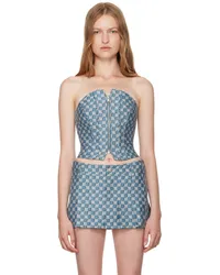 MISBHV Blue Monogram Corset Top Blue