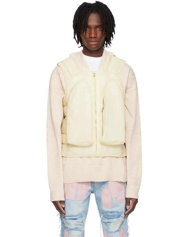 WHO DECIDES WAR Beige Organza Bullet Point Vest Tan