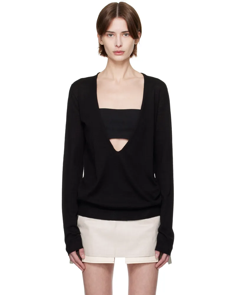 Rick Owens Black Hollywood Xtreme V Neck Pull Sweater 09