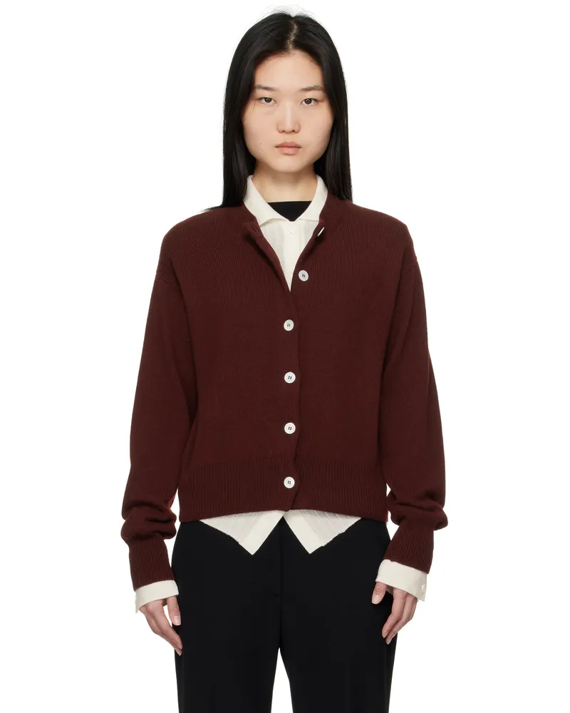 &Daughter Burgundy Ada Crewneck Cardigan Port