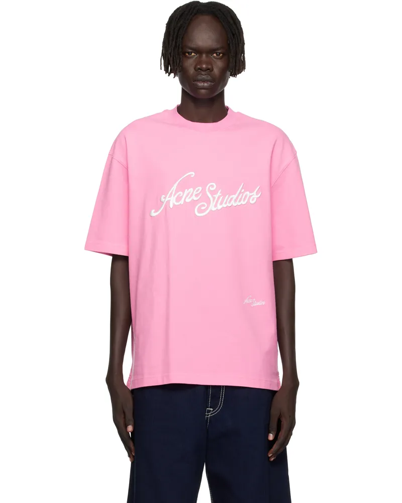 Acne Studios Pink Logo Relaxed Fit T-shirt Bp5
