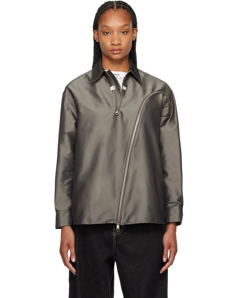 Adererror Gray Zip Vent Polo Charcoal
