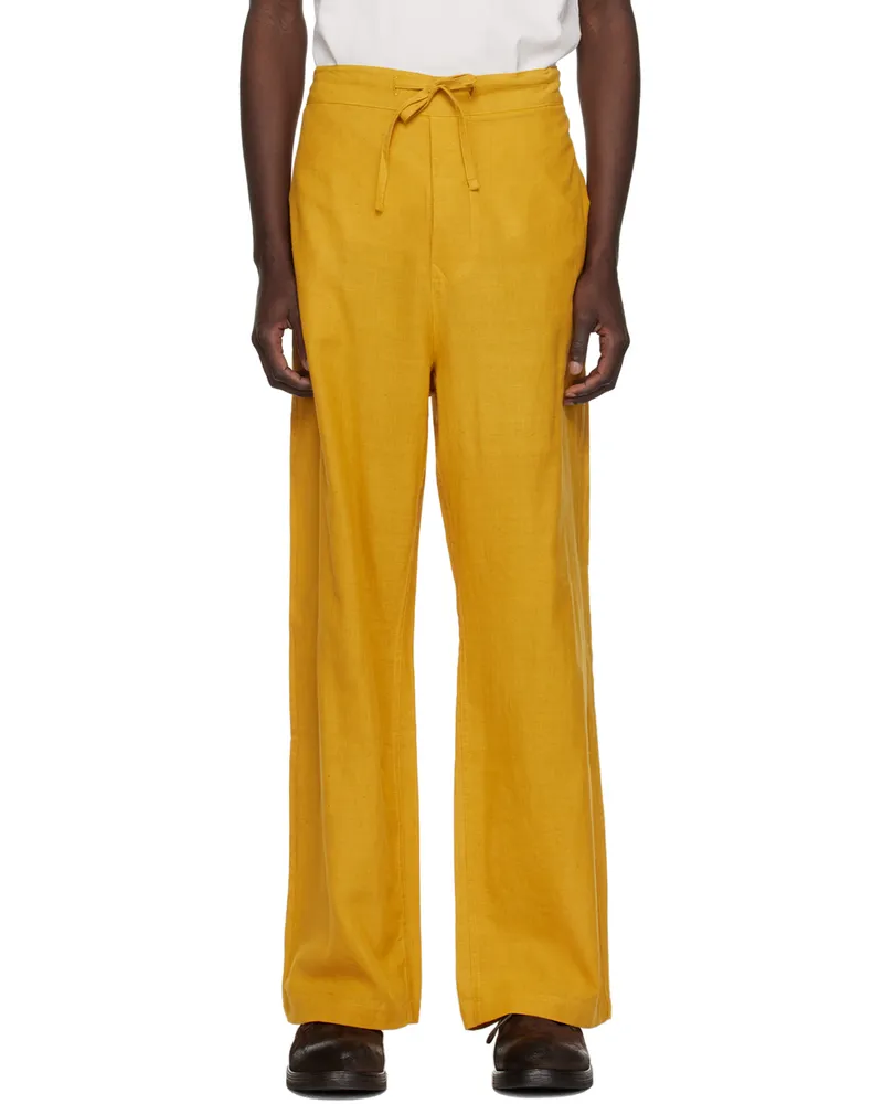 AIREI Yellow Khadi Trousers Saffron