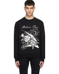 Balmain Black Flower Print Sweatshirt Eab