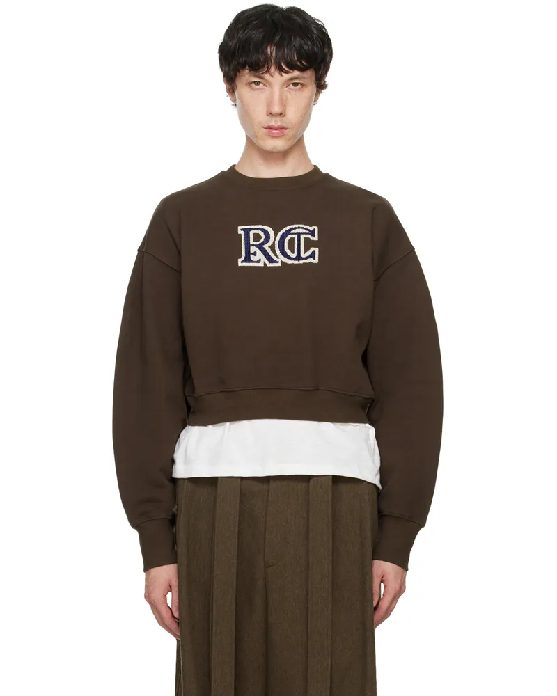 RECTO Brown Embroidered-Logo Sweatshirt Vintage