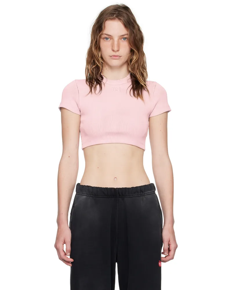 Alexander Wang Pink Embossed Logo T-Shirt 688a