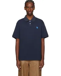 Adererror Navy Significant Spread Collar Polo Navy