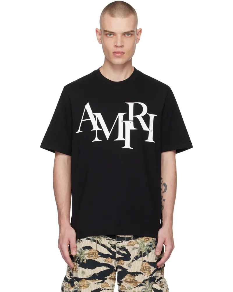 Amiri Black 'AMIRI' Staggered Logo T-shirt Black