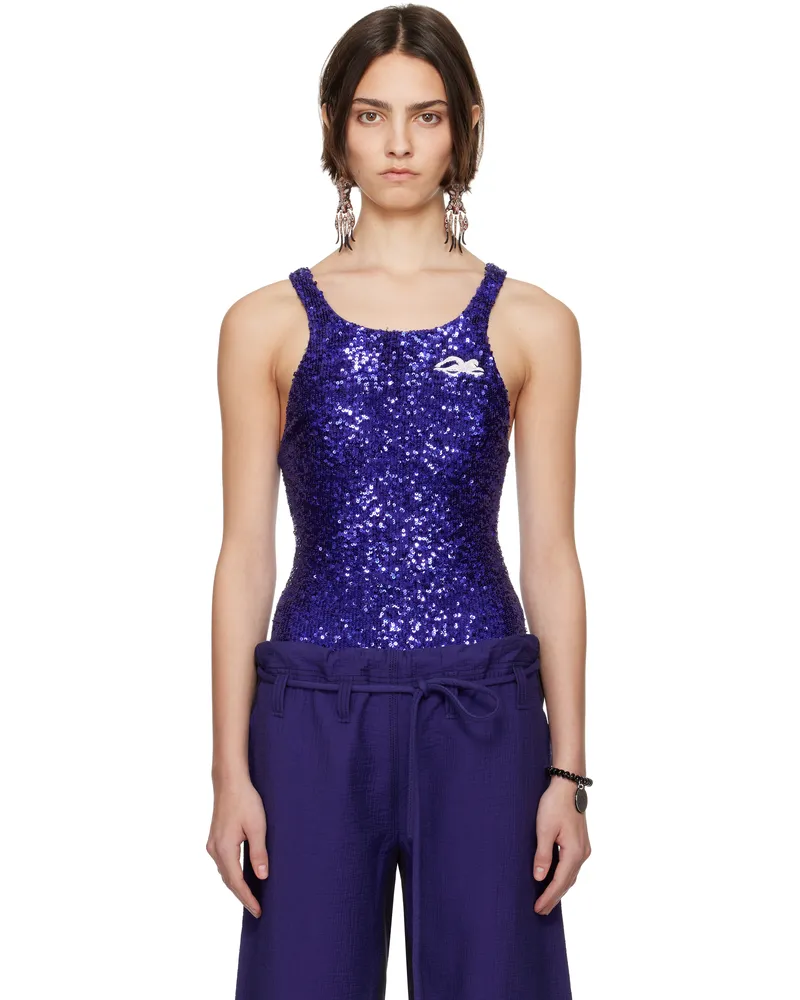 Tory Burch Purple Embellished Bodysuit Ballpoint