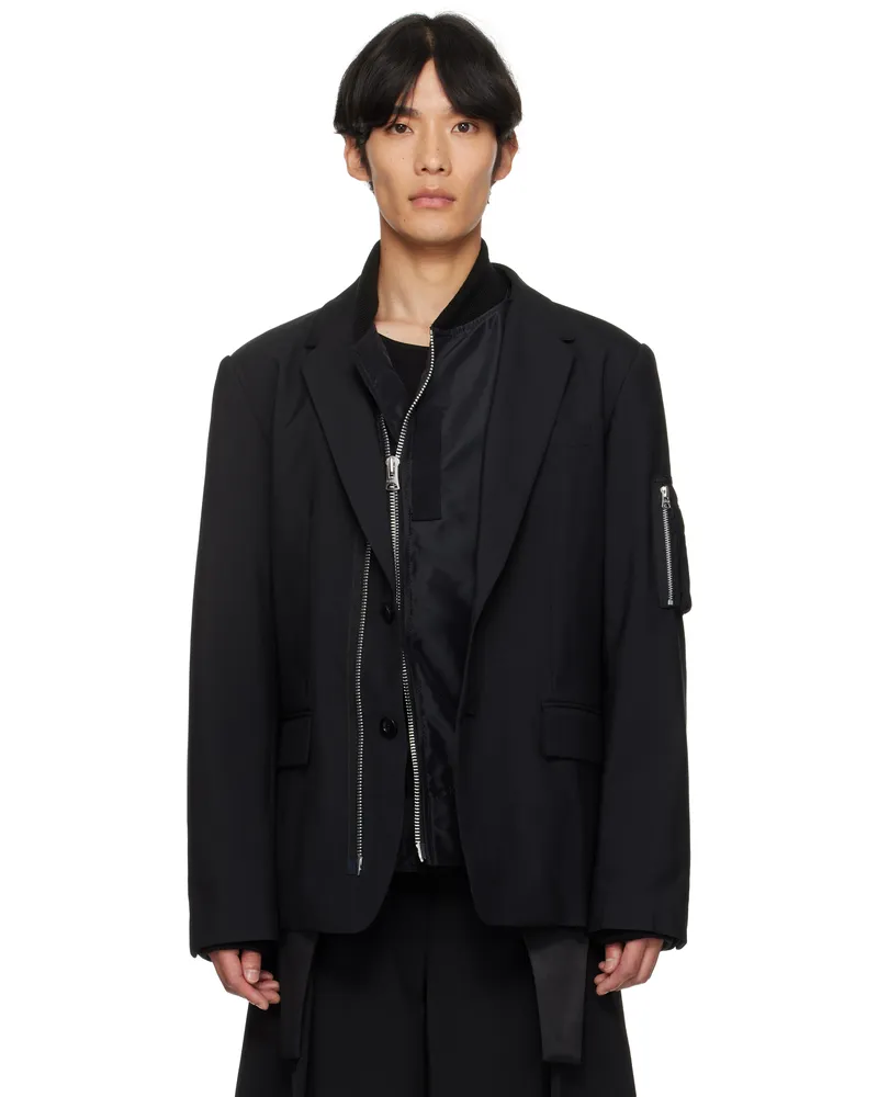 Sacai Black Suiting Blazer 001