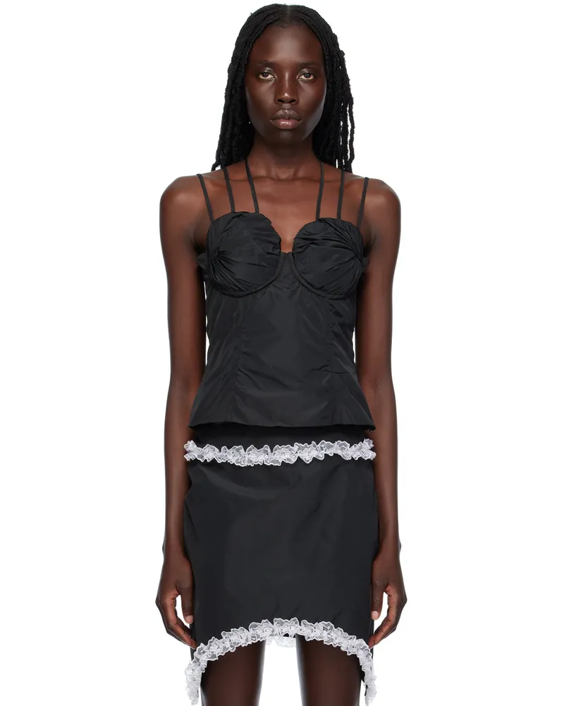 Fidan Novruzova Black Gathered Tank Top Black