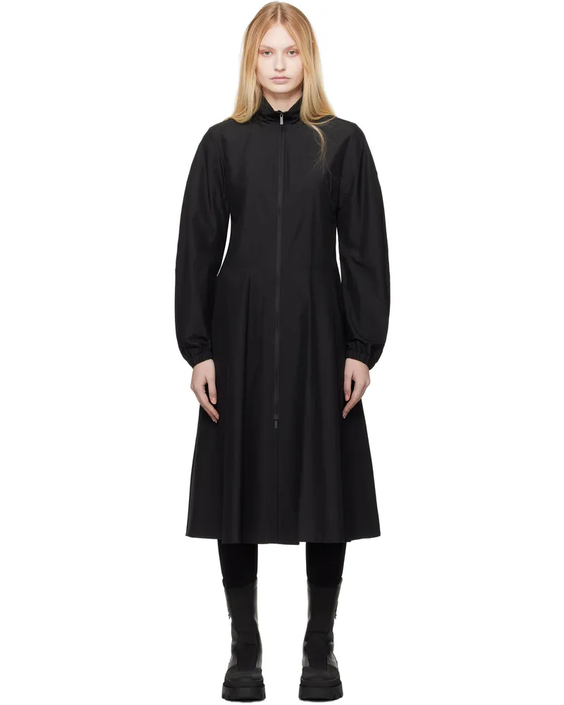 Moncler Black Front Zip Midi Dress 999