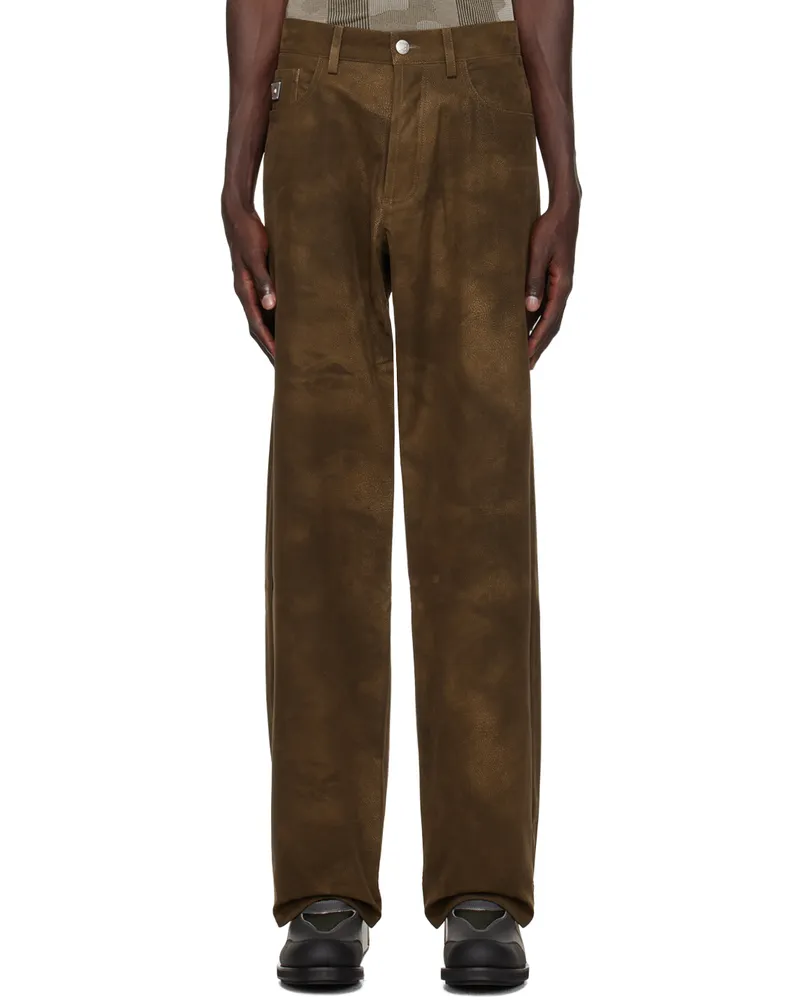 MISBHV Brown Faded Faux-Suede Trousers Brown