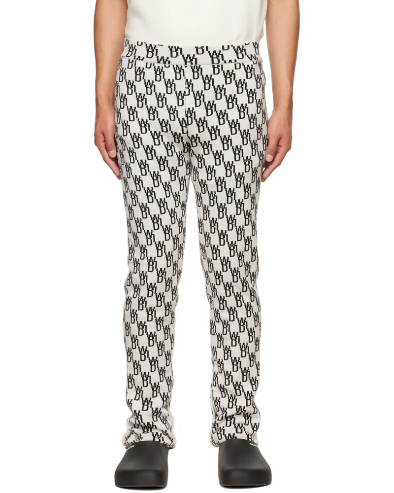 WE 11 DONE Off-White Jacquard Lounge Pants Ivory