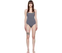 Gray Square Neck Swimsuit