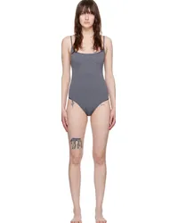 Totême Gray Square Neck Swimsuit Grey