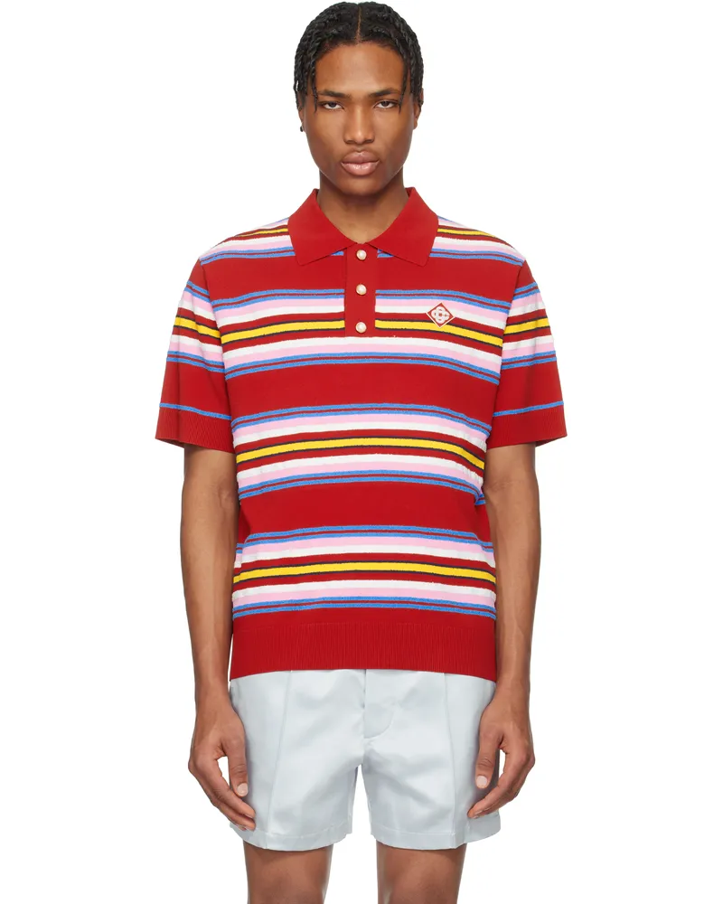 Casablanca Paris Red Stripe Oversized Polo Multi