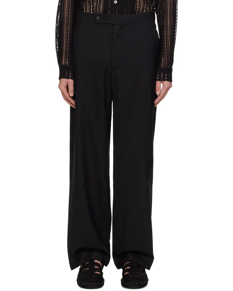 BODE Black Tropical Wool Side Buckle Trousers